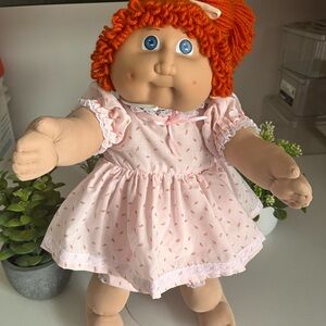 Vintage Jesmar Cabbage Patch with Orange Hair and hand made vintage Pink Dress